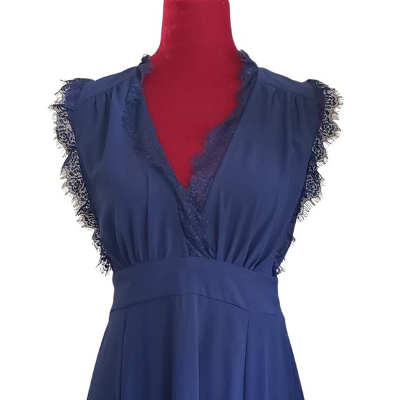 NEW Navy Valetta Maxi Dress V-neck Lace Sleeveless - Picture 4 of 14